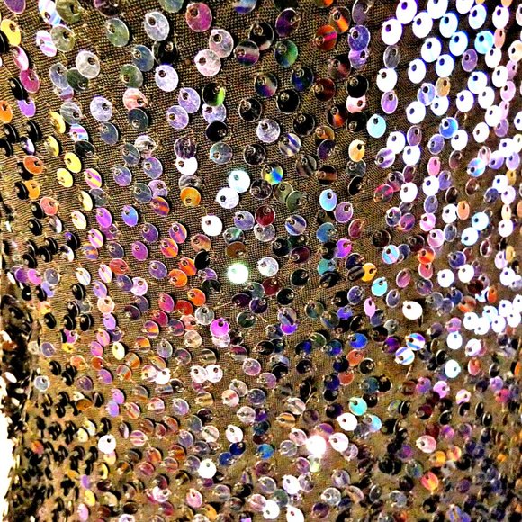 Sexy Prom Women Size 6 Mini Dress Multicolor Sequins Drop Shoulder Bodycon *Flaw - Picture 8 of 15